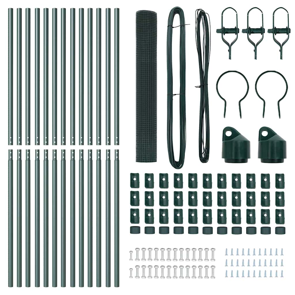 Welded Wire Fence Ground Fix 25 x 1.4 m PVC-Coated Steel Green