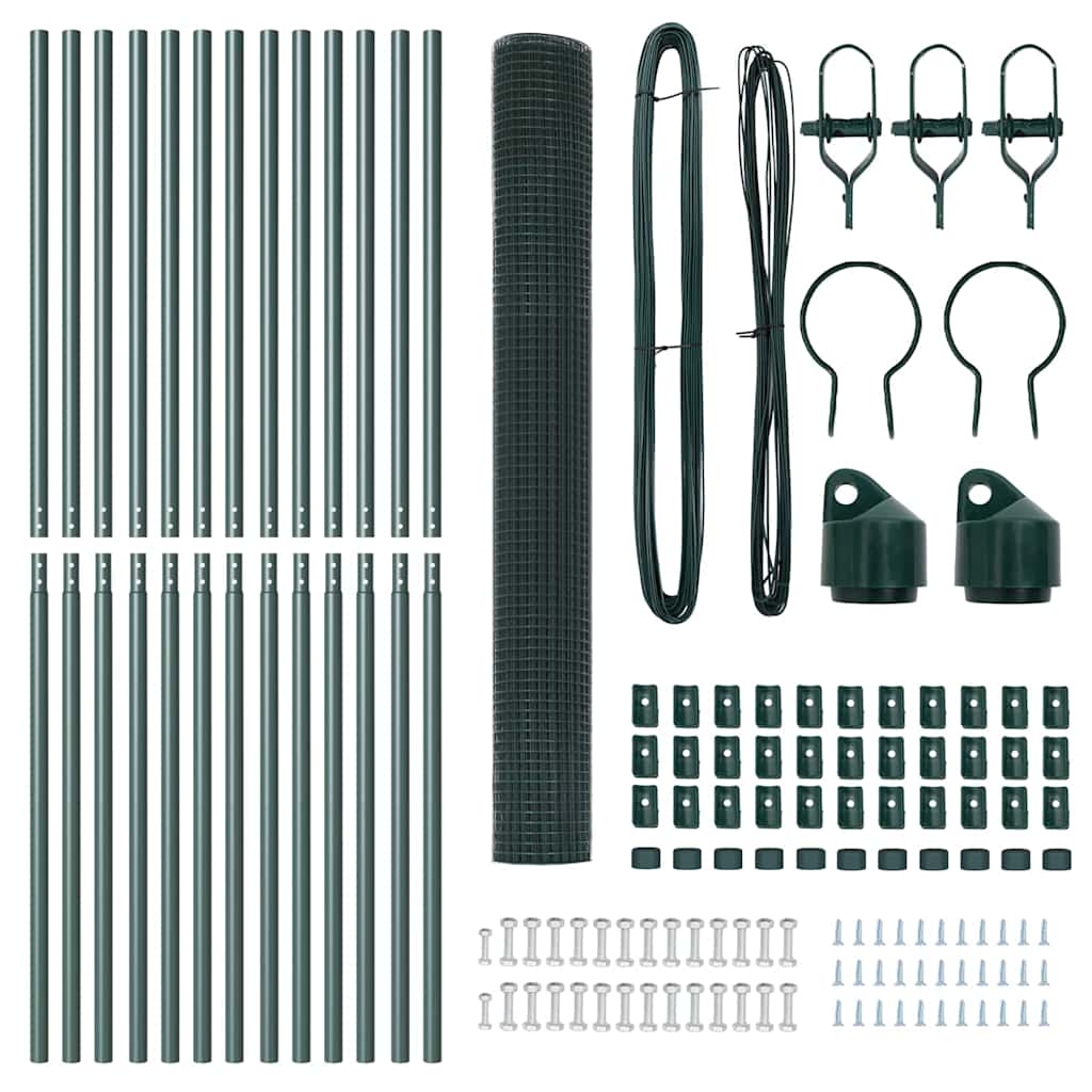 Welded Wire Fence Ground Fix 25 x 1.5 m PVC-Coated Steel Green