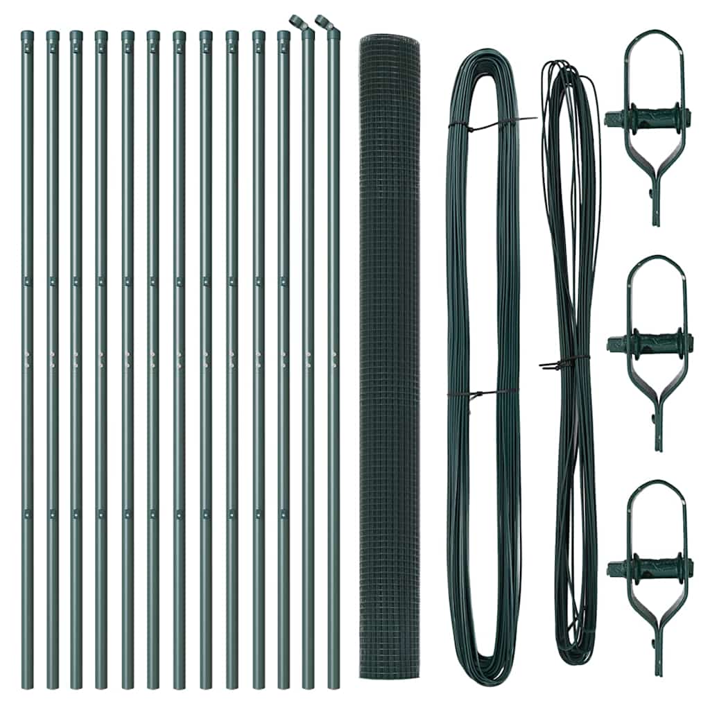 Welded Wire Fence Ground Fix 25 x 1.6 m PVC-Coated Steel Green