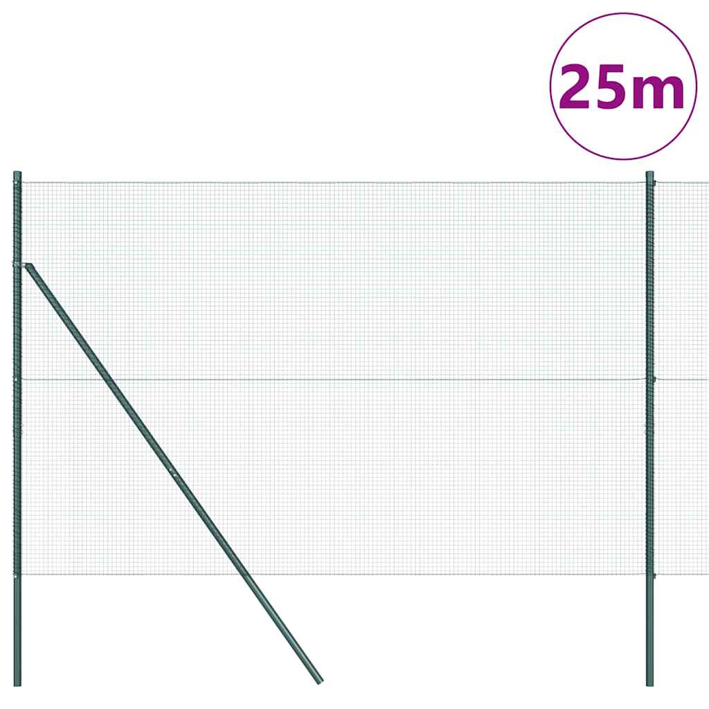 Welded Wire Fence Ground Fix 25 x 1.6 m PVC-Coated Steel Green