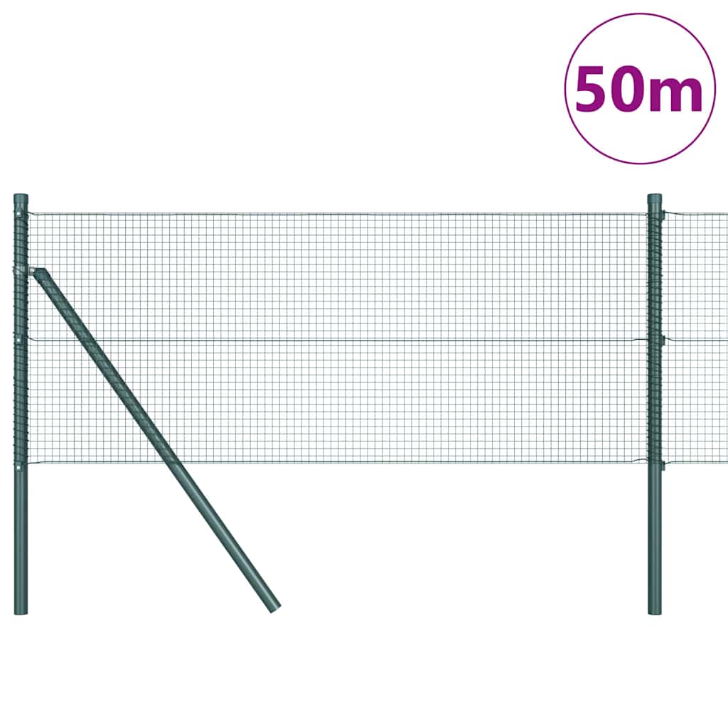 Welded Wire Fence Ground Fix 50 x 0.4 m PVC-Coated Steel Green