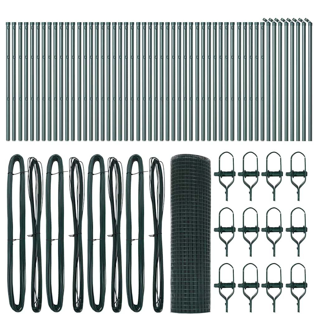 Welded Wire Fence Ground Fix 100 x 0.8 m PVC-Coated Steel Green