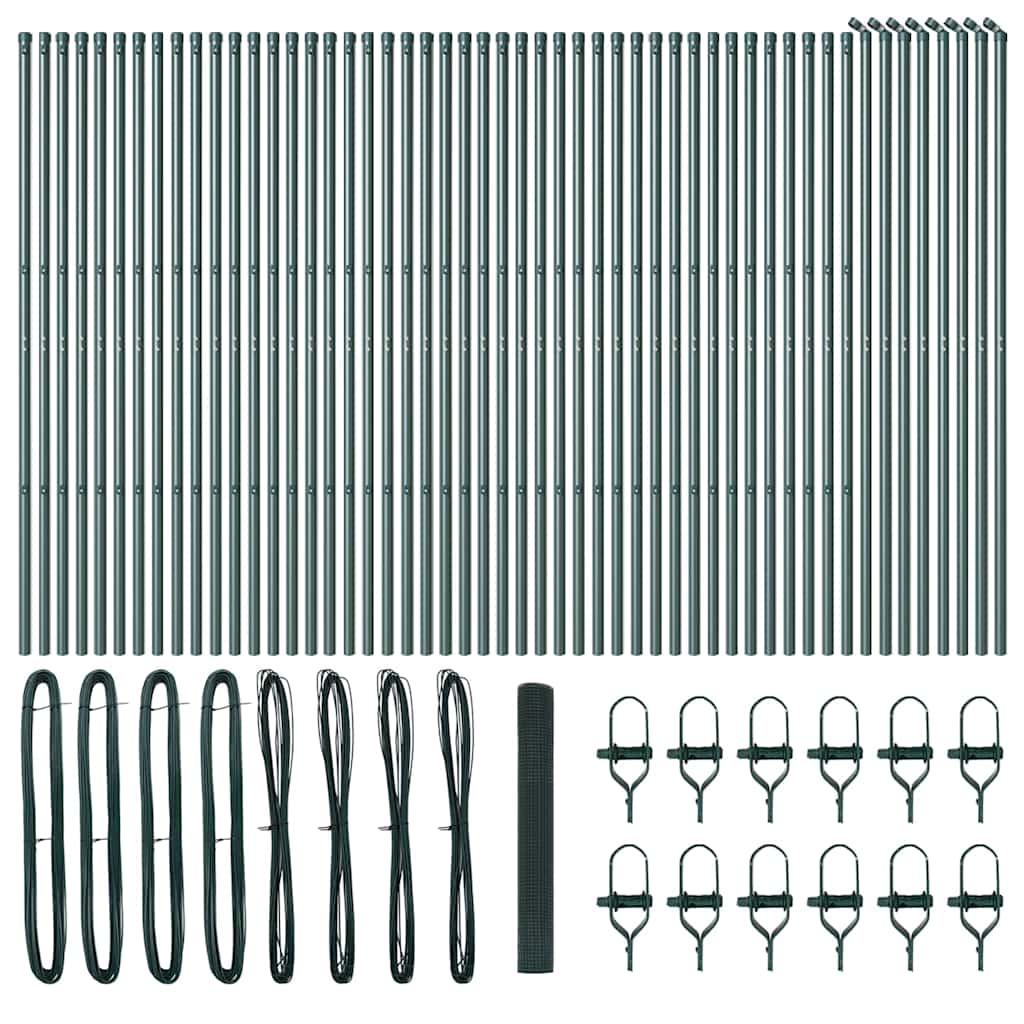 Welded Wire Fence Ground Fix 100 x 1 m PVC-Coated Steel Green