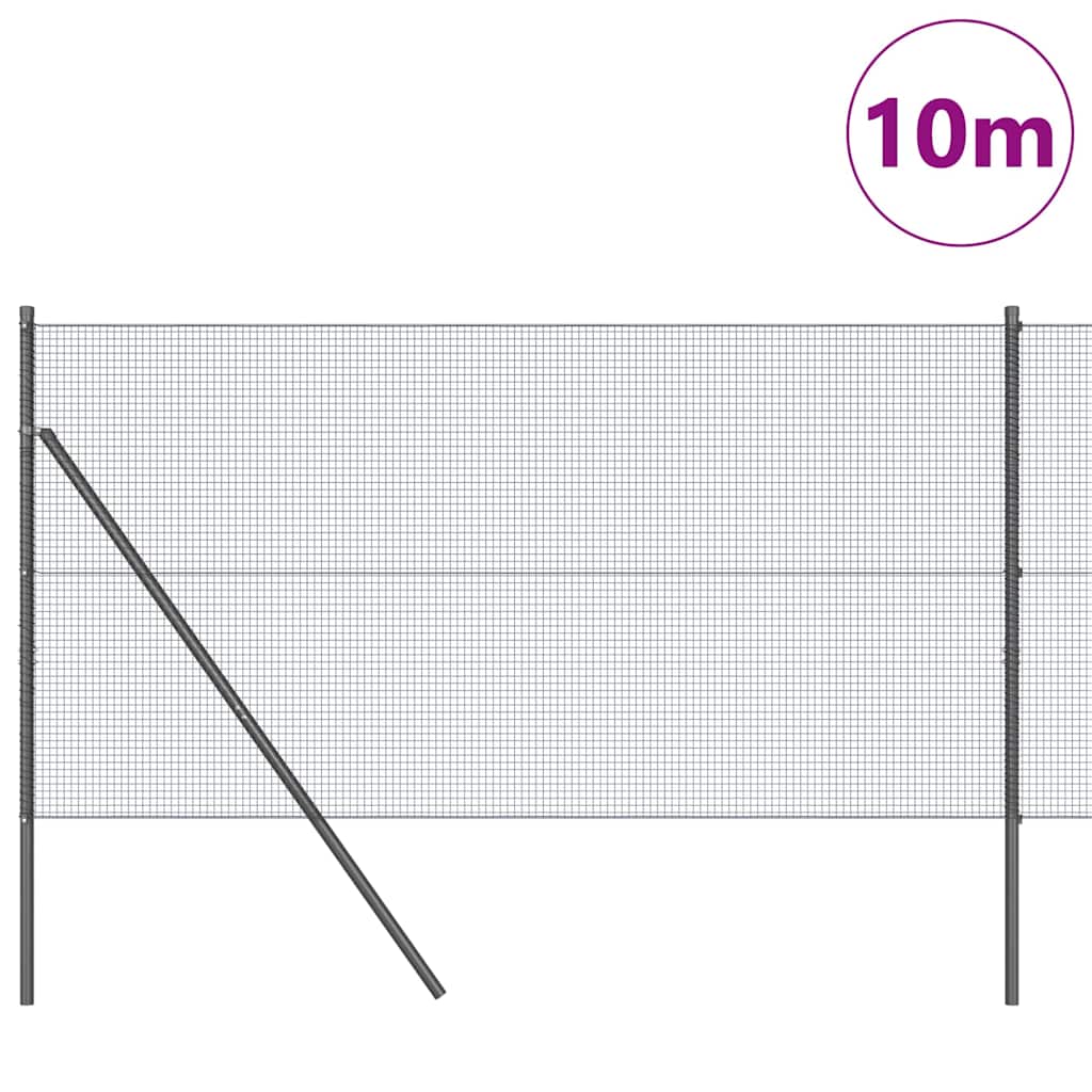 Welded Wire Fence Ground Fix 10 x 1.2 m PVC-Coated Steel Grey