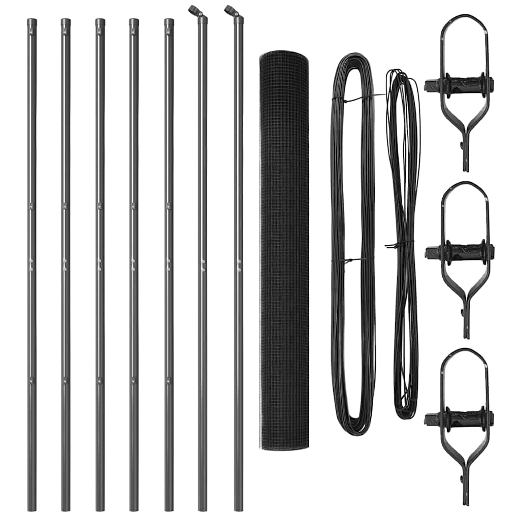 Welded Wire Fence Ground Fix 10 x 1.2 m PVC-Coated Steel Grey
