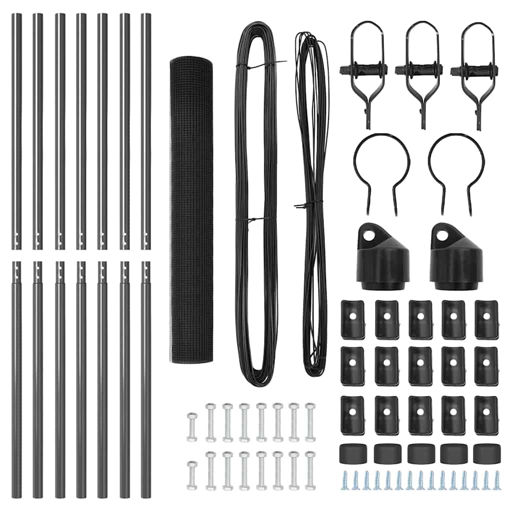 Welded Wire Fence Ground Fix 10 x 1.2 m PVC-Coated Steel Grey