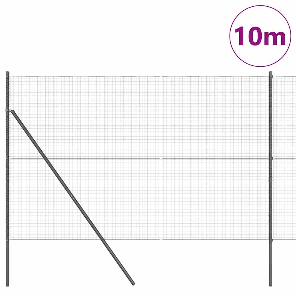 Welded Wire Fence Ground Fix 10 x 1.5 m PVC-Coated Steel Grey