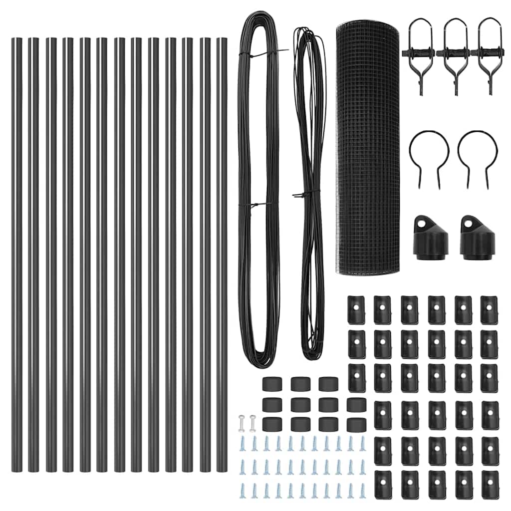 Welded Wire Fence Ground Fix 25 x 0.6 m PVC-Coated Steel Grey