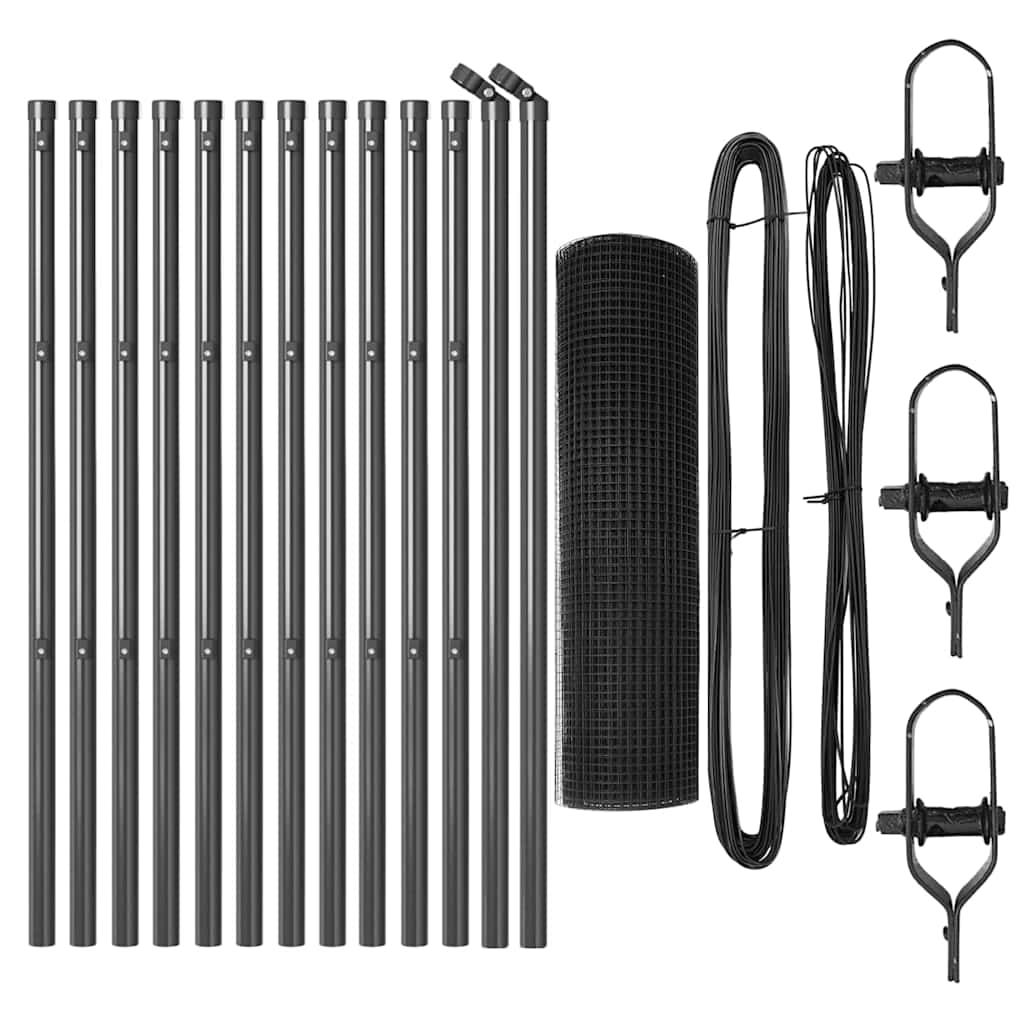 Welded Wire Fence Ground Fix 25 x 0.8 m PVC-Coated Steel Grey