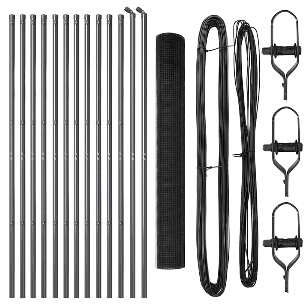 Welded Wire Fence Ground Fix 25 x 1 m PVC-Coated Steel Grey