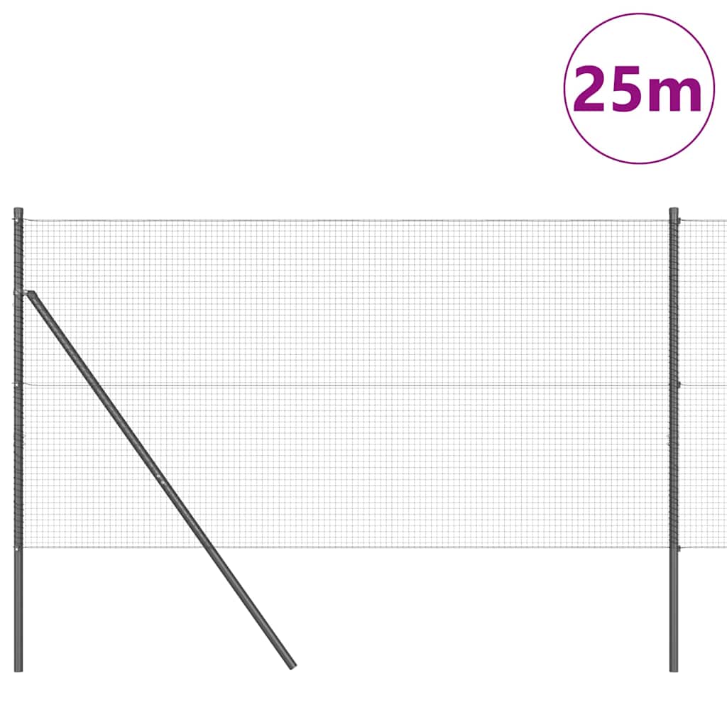 Welded Wire Fence Ground Fix 25 x 1 m PVC-Coated Steel Grey