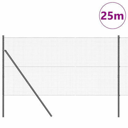 Welded Wire Fence Ground Fix 25 x 1.4 m PVC-Coated Steel Grey