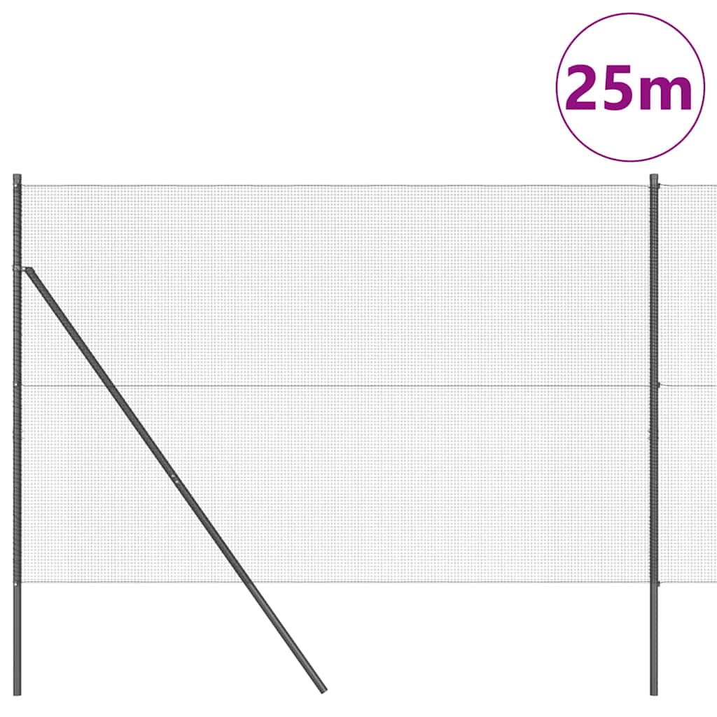Welded Wire Fence Ground Fix 25 x 1.5 m PVC-Coated Steel Grey