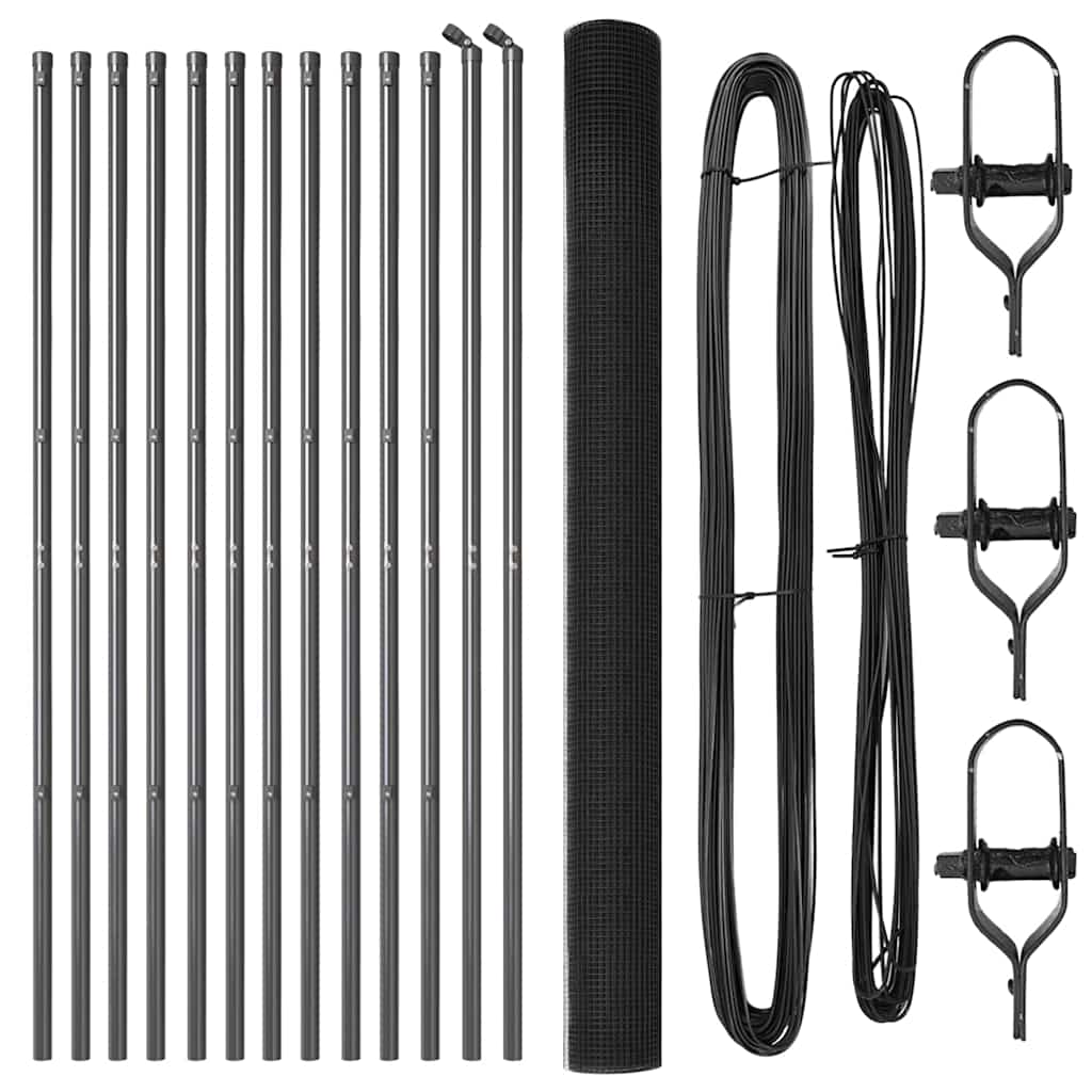 Welded Wire Fence Ground Fix 25 x 1.6 m PVC-Coated Steel Grey