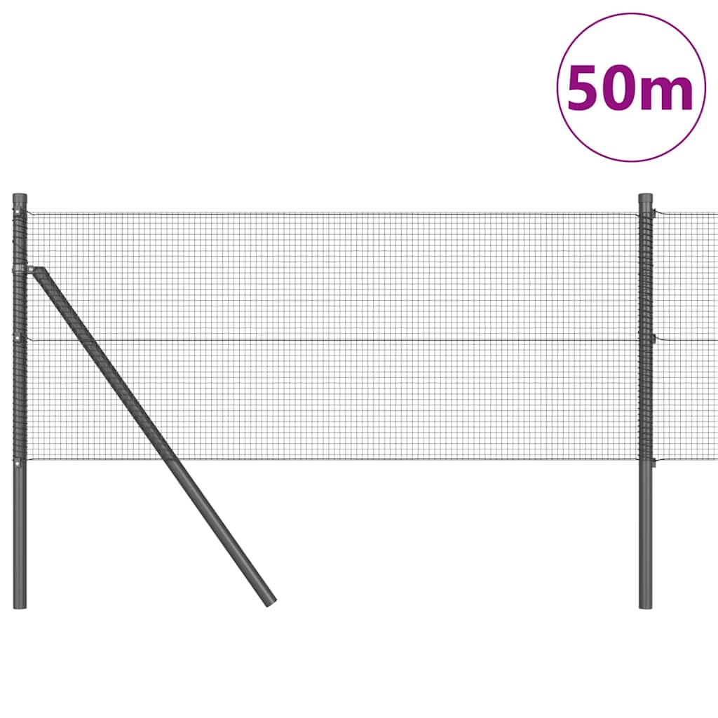 Welded Wire Fence Ground Fix 50 x 0.8 m PVC-Coated Steel Grey