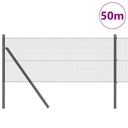 Welded Wire Fence Ground Fix 50 x 0.8 m PVC-Coated Steel Grey