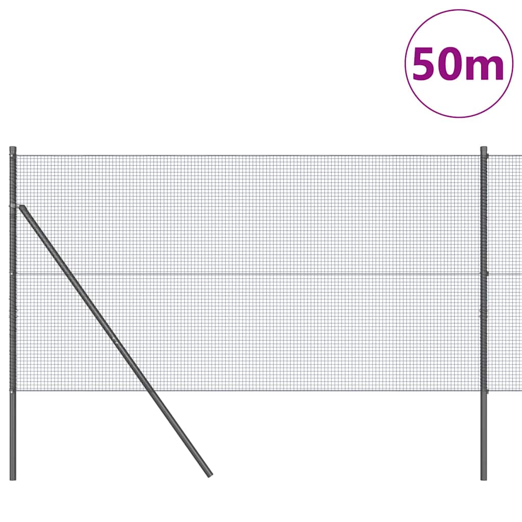 Welded Wire Fence Ground Fix 50 x 1 m PVC-Coated Steel Grey