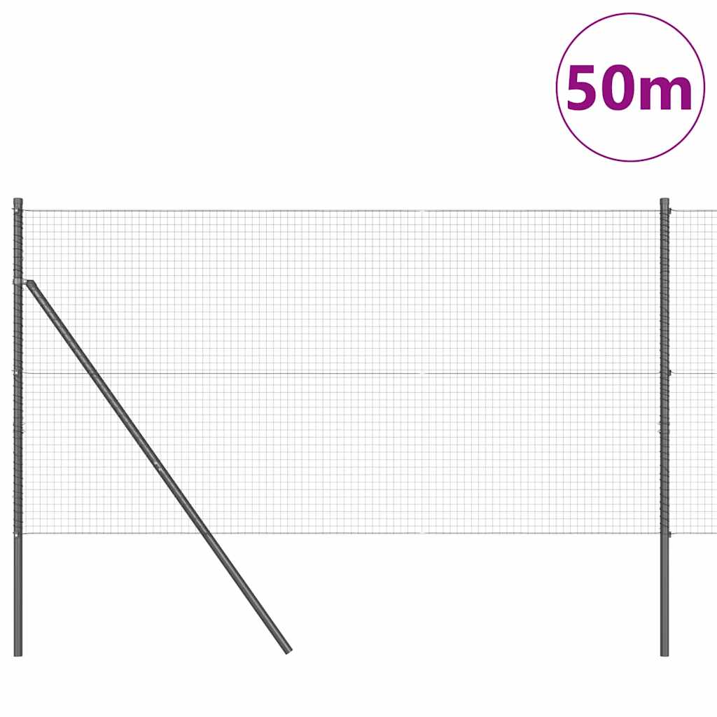 Welded Wire Fence Ground Fix 50 x 1 m PVC-Coated Steel Grey