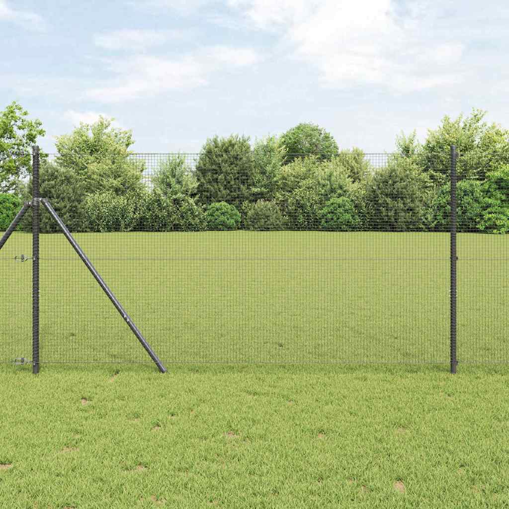 Welded Wire Fence Ground Fix 50 x 1.2 m PVC-Coated Steel Grey