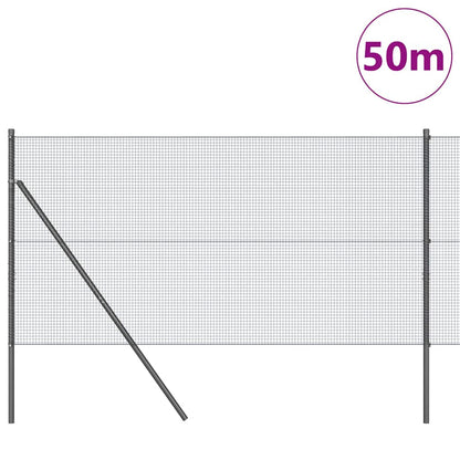 Welded Wire Fence Ground Fix 50 x 1.2 m PVC-Coated Steel Grey
