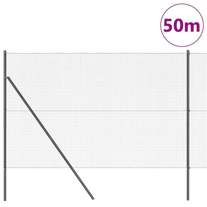 Welded Wire Fence Ground Fix 50 x 1.4 m PVC-Coated Steel Grey