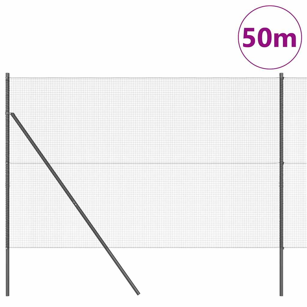 Welded Wire Fence Ground Fix 50 x 1.5 m PVC-Coated Steel Grey