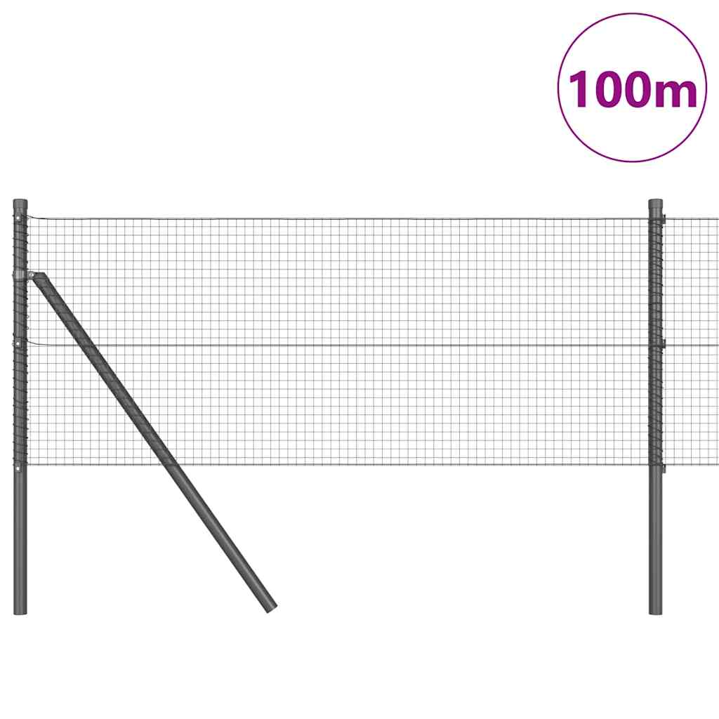 Welded Wire Fence Ground Fix 100 x 0.6 m PVC-Coated Steel Grey