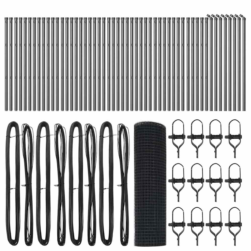 Welded Wire Fence Ground Fix 100 x 0.6 m PVC-Coated Steel Grey