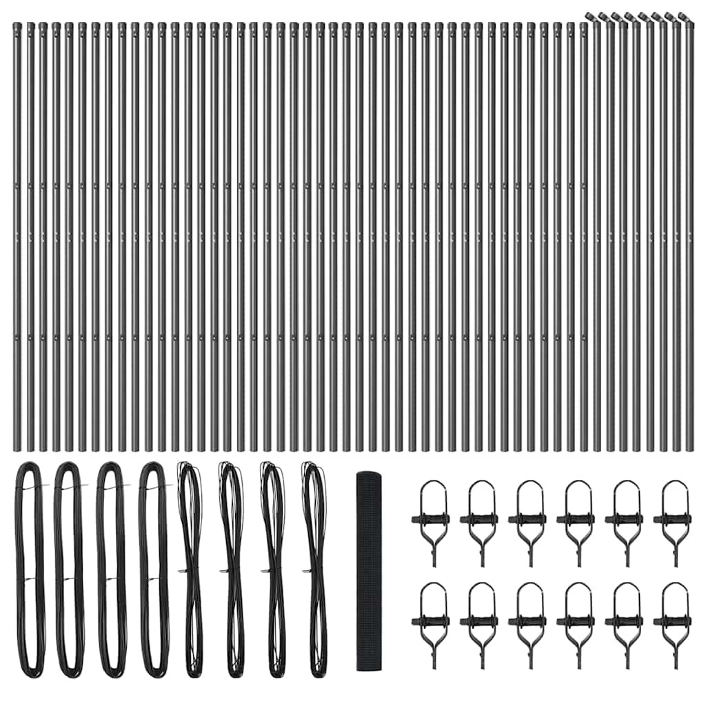 Welded Wire Fence Ground Fix 100 x 1 m PVC-Coated Steel Grey