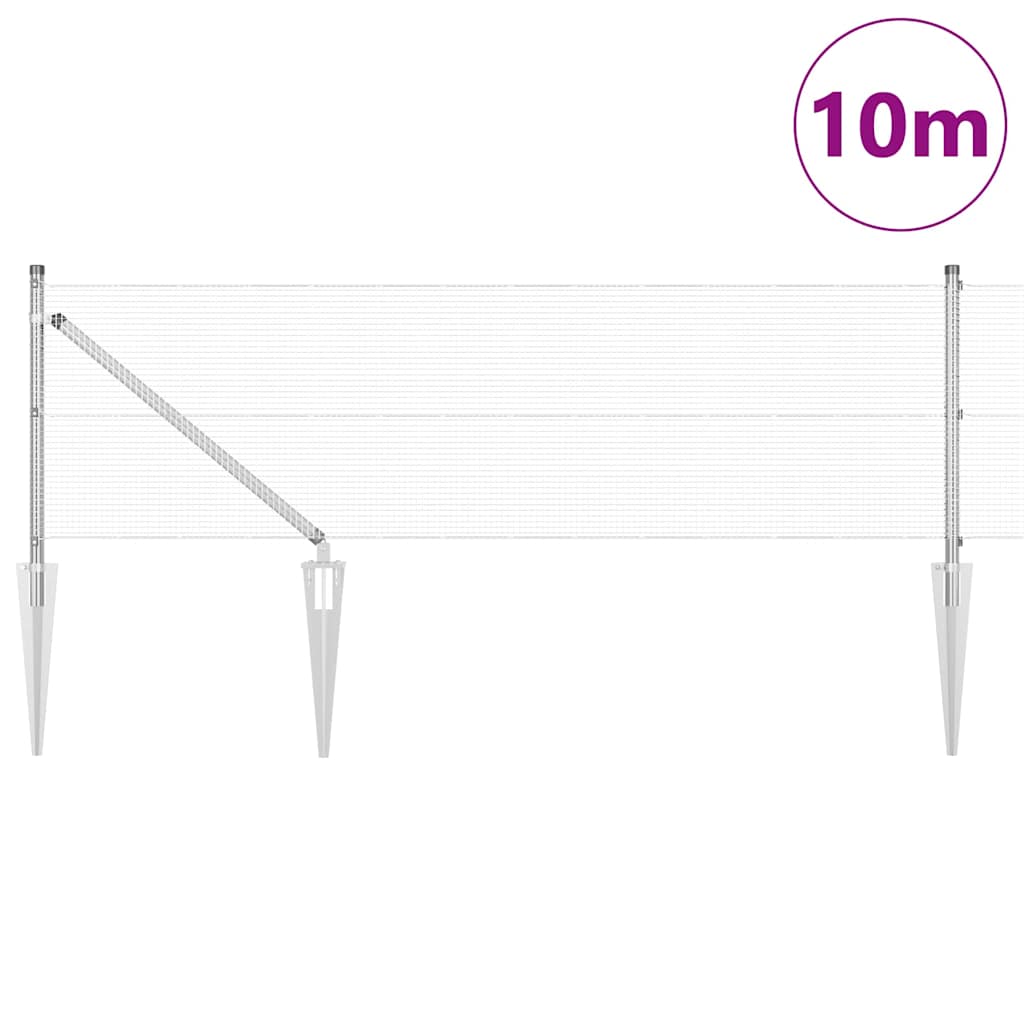 Welded Wire Fence with Spikes 10 x 0.5 m Galvanised Steel Mesh