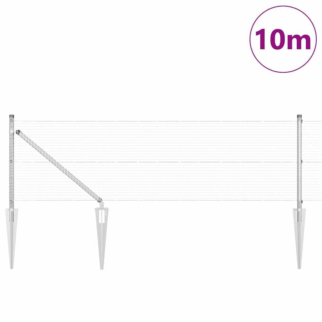 Welded Wire Fence with Spikes 10 x 0.6 m Galvanised Steel Mesh