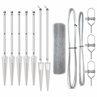 Welded Wire Fence with Spikes 10 x 1 m Galvanised Steel Silver