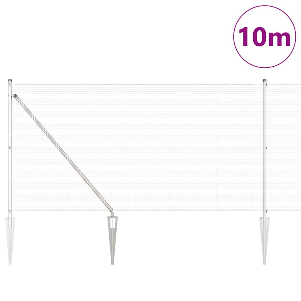 Welded Wire Fence with Spikes 10 x 1 m Galvanised Steel Silver