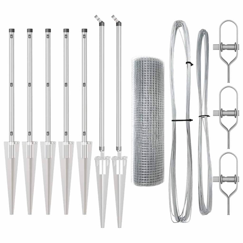 Welded Wire Fence with Spikes 10 x 1 m Galvanised Steel Silver