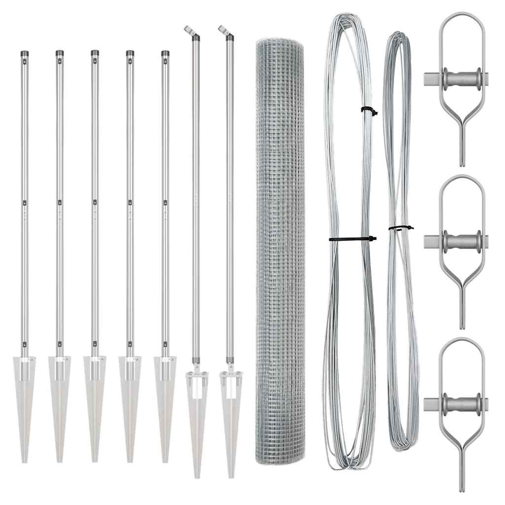 Welded Wire Fence with Spikes Steel Silver Mesh