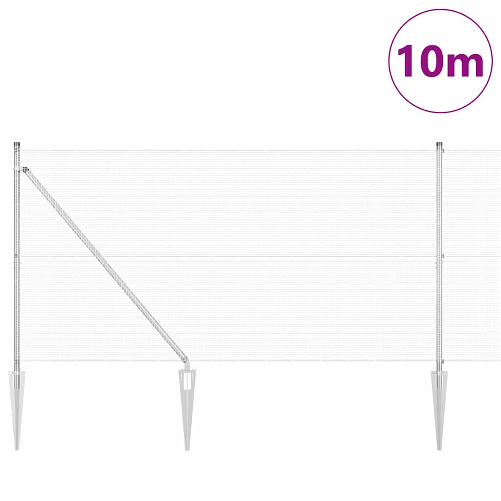 Welded Wire Fence with Spikes 10 x 1.4 m Galvanised Steel Mesh