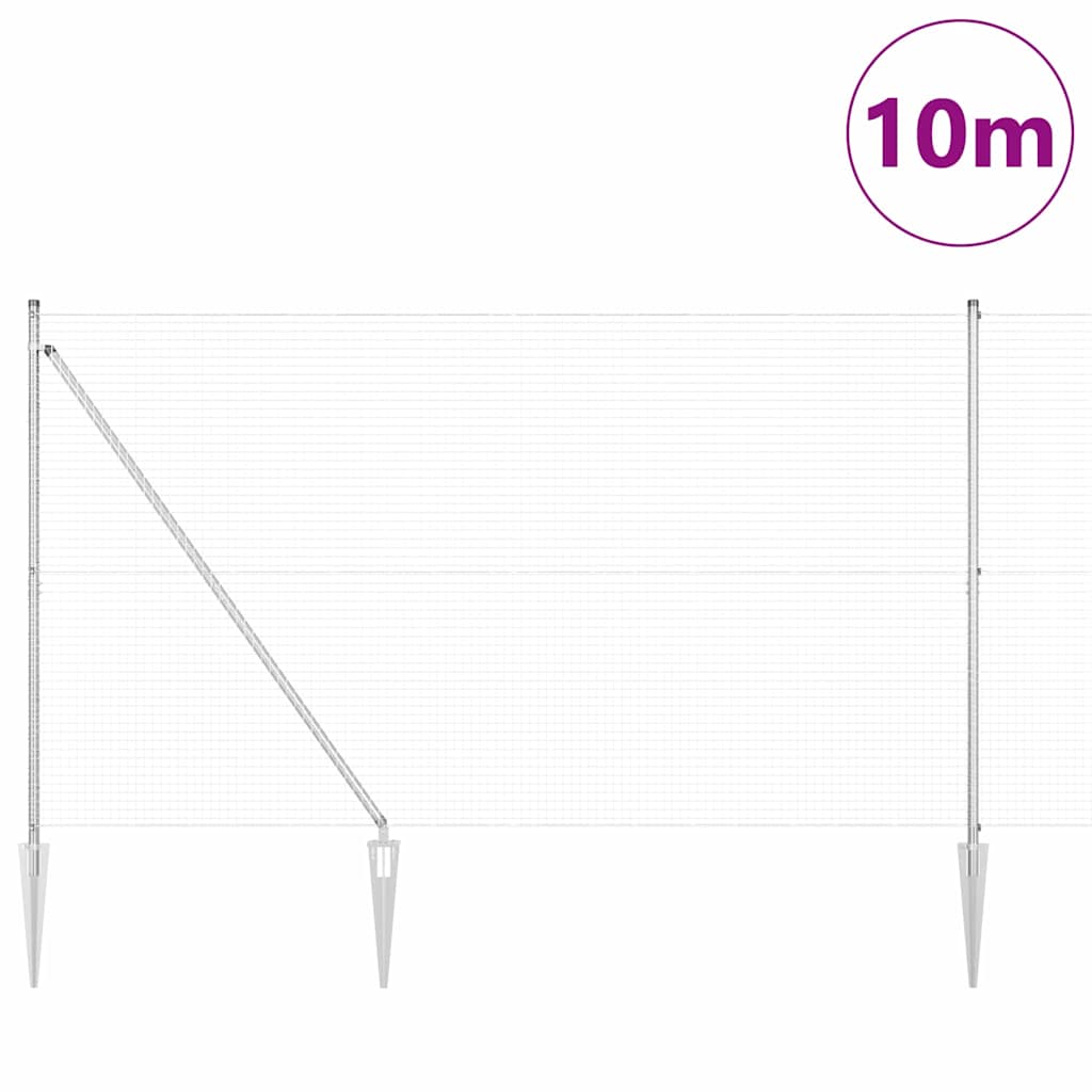 Welded Wire Fence with Spikes 10 x 1.5 m Galvanised Steel Mesh
