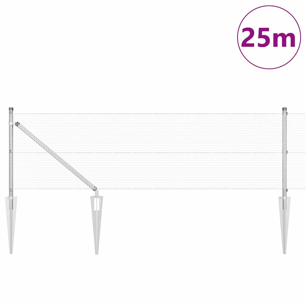 Welded Wire Fence with Spikes 25 x 0.6 m Galvanised Steel Mesh