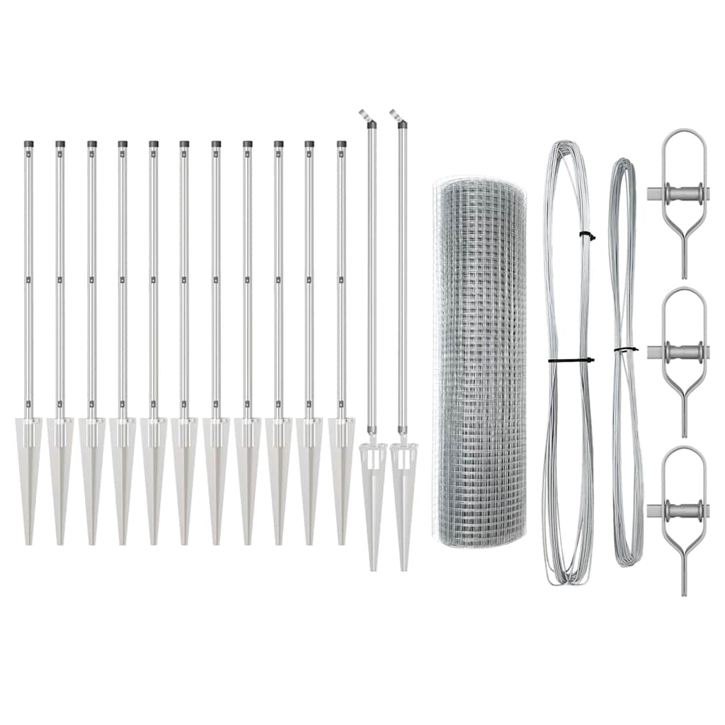 Welded Wire Fence with Spikes 25 x 0.8 m Galvanised Steel Mesh