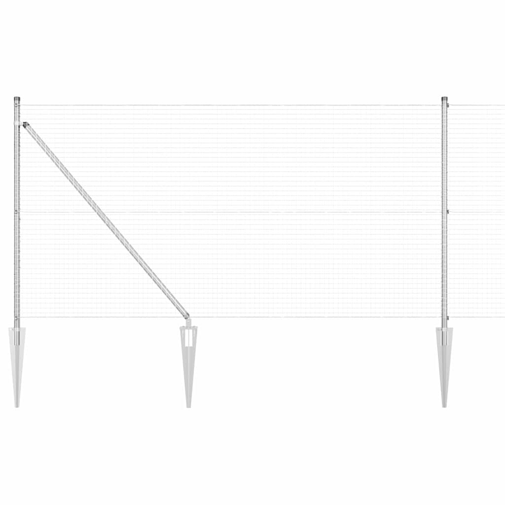 Welded Wire Fence with Spikes 25 x 1 m Galvanised Steel Silver
