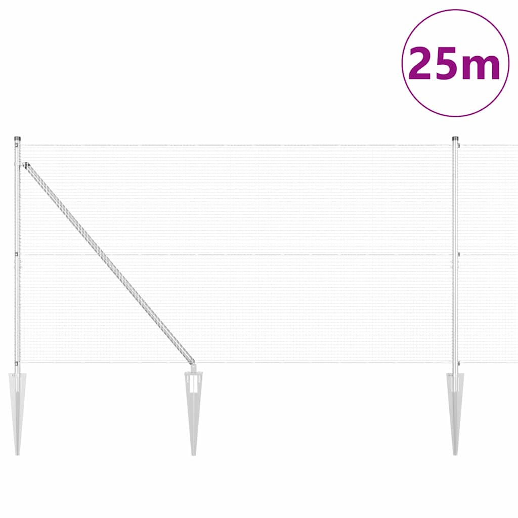 Welded Wire Fence with Spikes 25 x 1.4 m Galvanised Steel Mesh