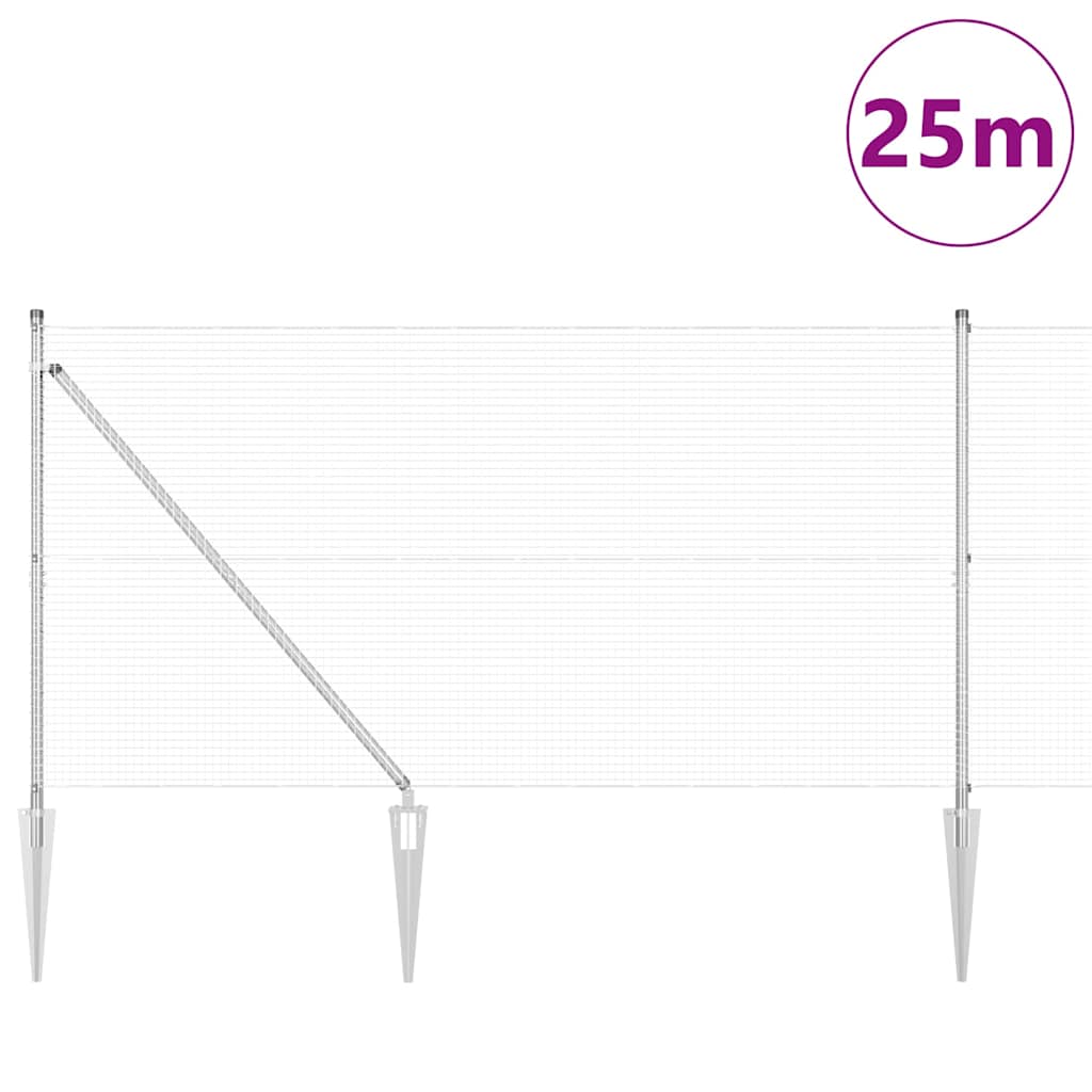 Welded Wire Fence with Spikes 25 x 1.4 m Galvanised Steel Mesh
