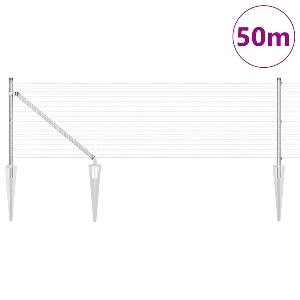 Welded Wire Fence with Spikes 50 x 0.6 m Galvanised Steel Mesh