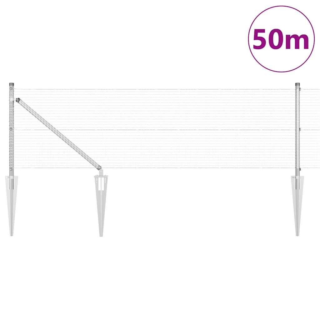 Welded Wire Fence with Spikes 50 x 0.8 m Galvanised Steel Mesh