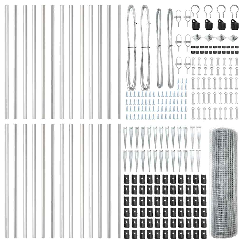 Welded Wire Fence with Spikes 50 x 1 m Galvanised Steel Silver