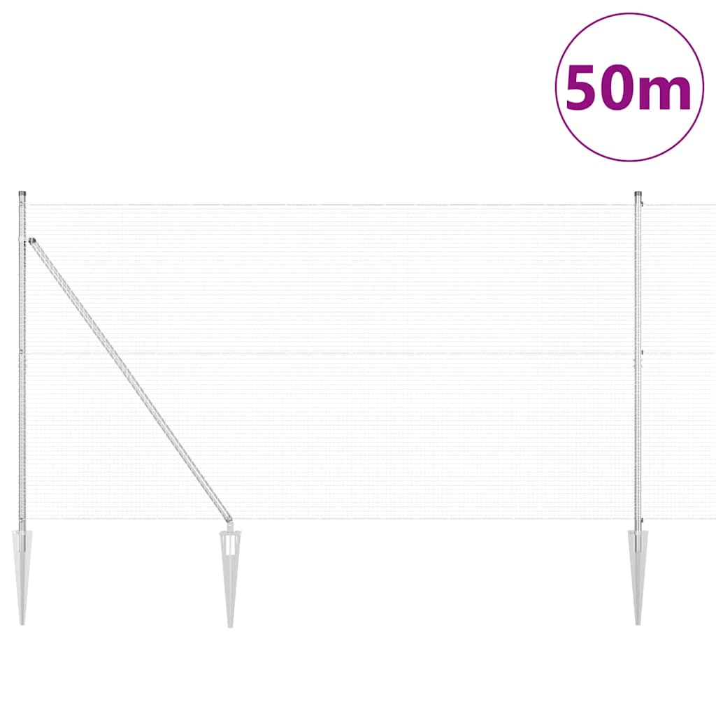 Welded Wire Fence with Spikes 50 x 1.5 m Galvanised Steel Mesh