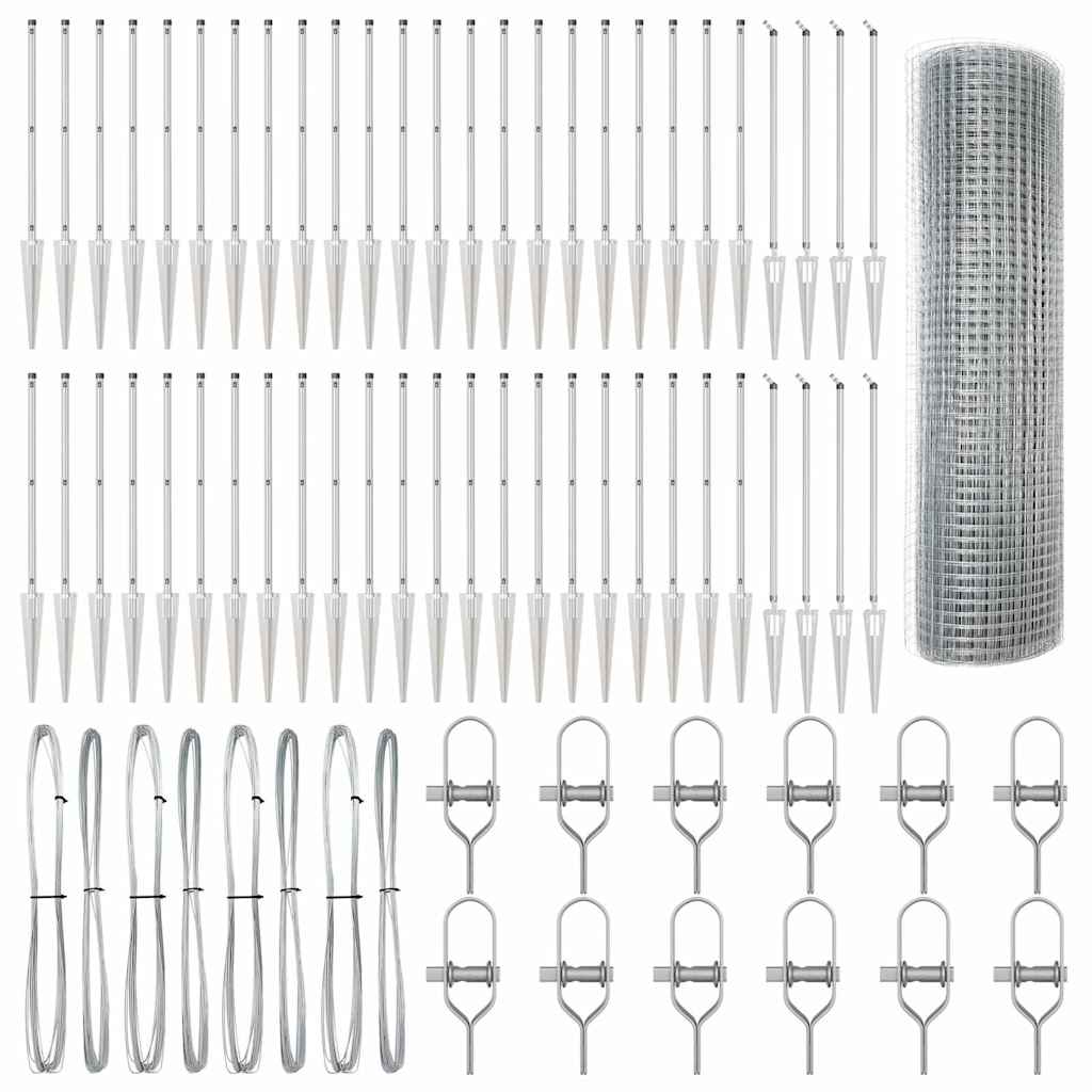 Welded Wire Fence with Spikes 100 x 0.6 m Galvanised Steel Mesh