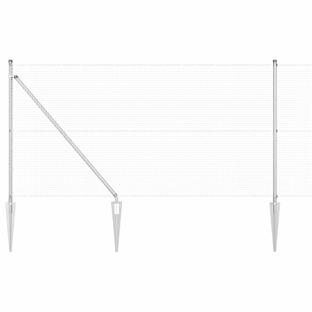Welded Wire Fence with Spikes 100 x 1 m Galvanised Steel Silver