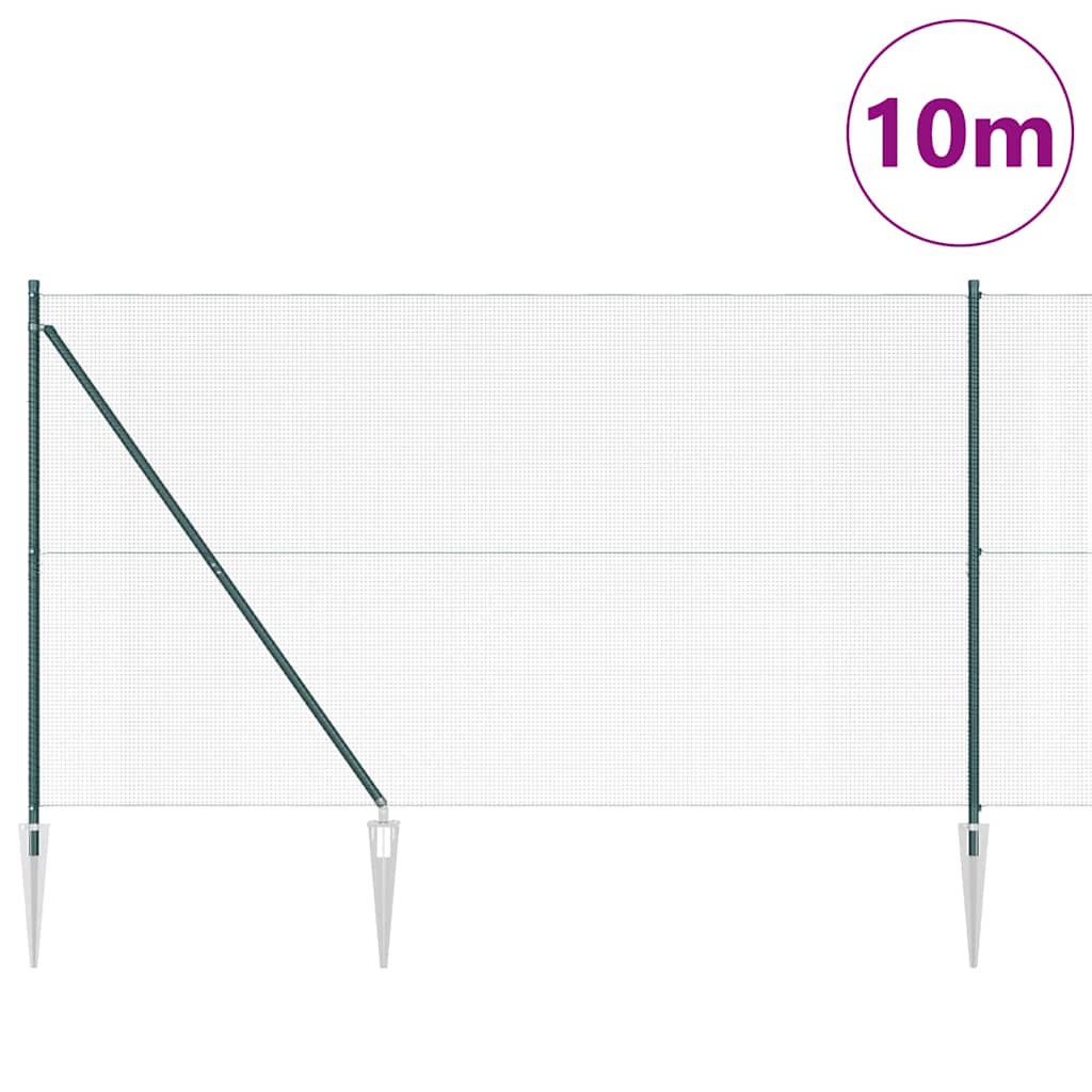 Welded Wire Fence with Spikes 10 x 1.5 m PVC-coated Steel Green