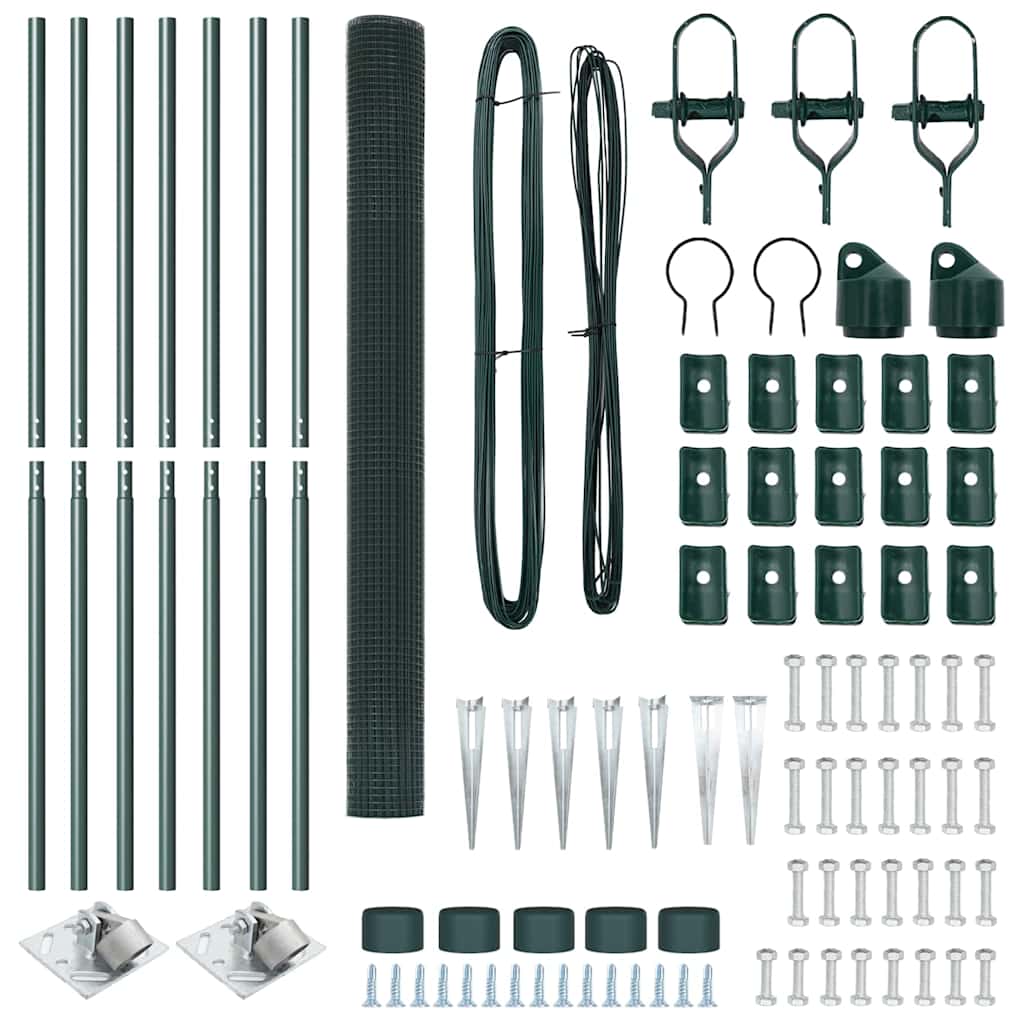 Welded Wire Fence with Spikes 10 x 1.5 m PVC-coated Steel Green